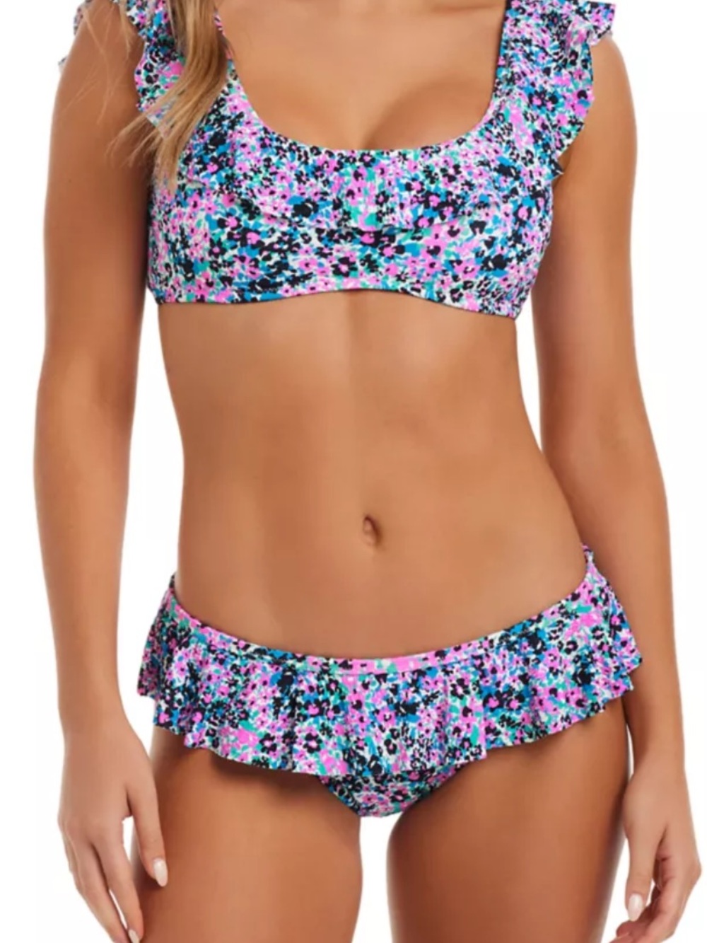 Jessica Simpson Floral Ruffle Bikini Set, Women's Size XL